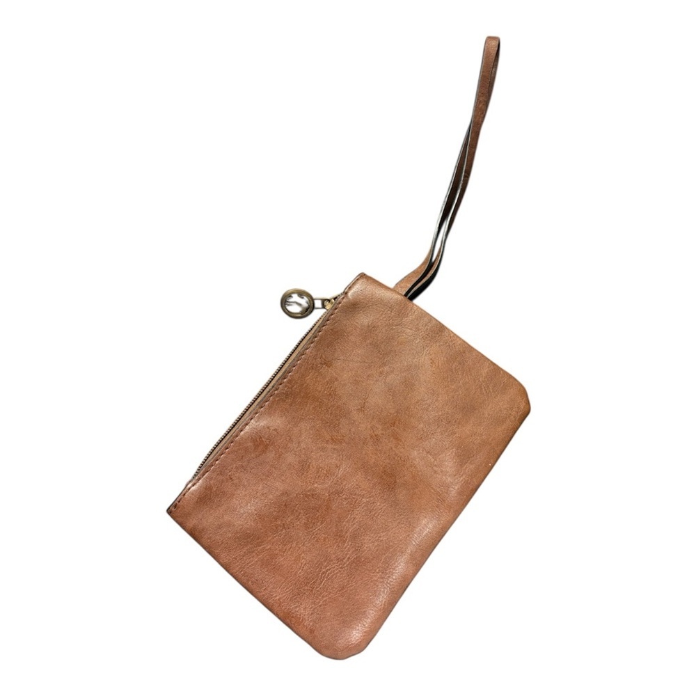 Authentic Florence Leather Market Tan Leather Wristlet Clutch Purse - Picture 2 of 5
